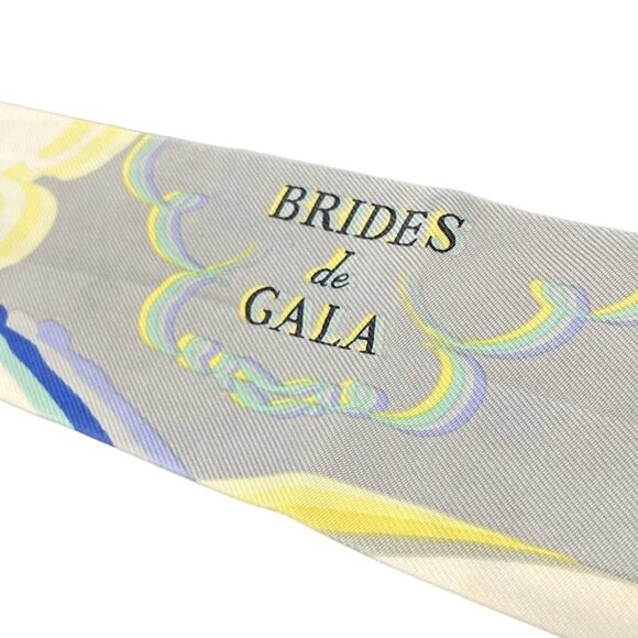 HERMES Twilly - Light gray White Multi Scarf 190-072225 - Picture 3 of 7